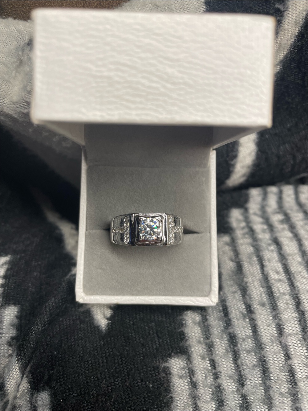 Men’s Stately 1.20 Carat Certified White Moissanite Diamond Ring